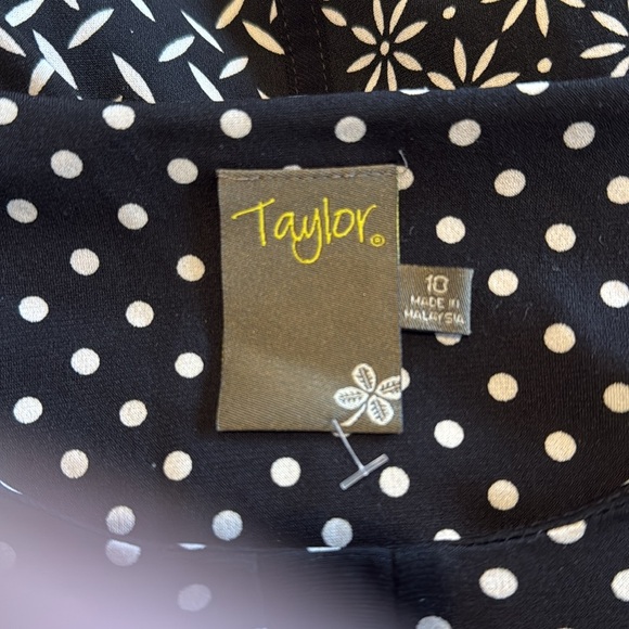 TAYLOR women’s 10 black white multi print polka dot sleeveless knit maxi dress - Picture 5 of 6